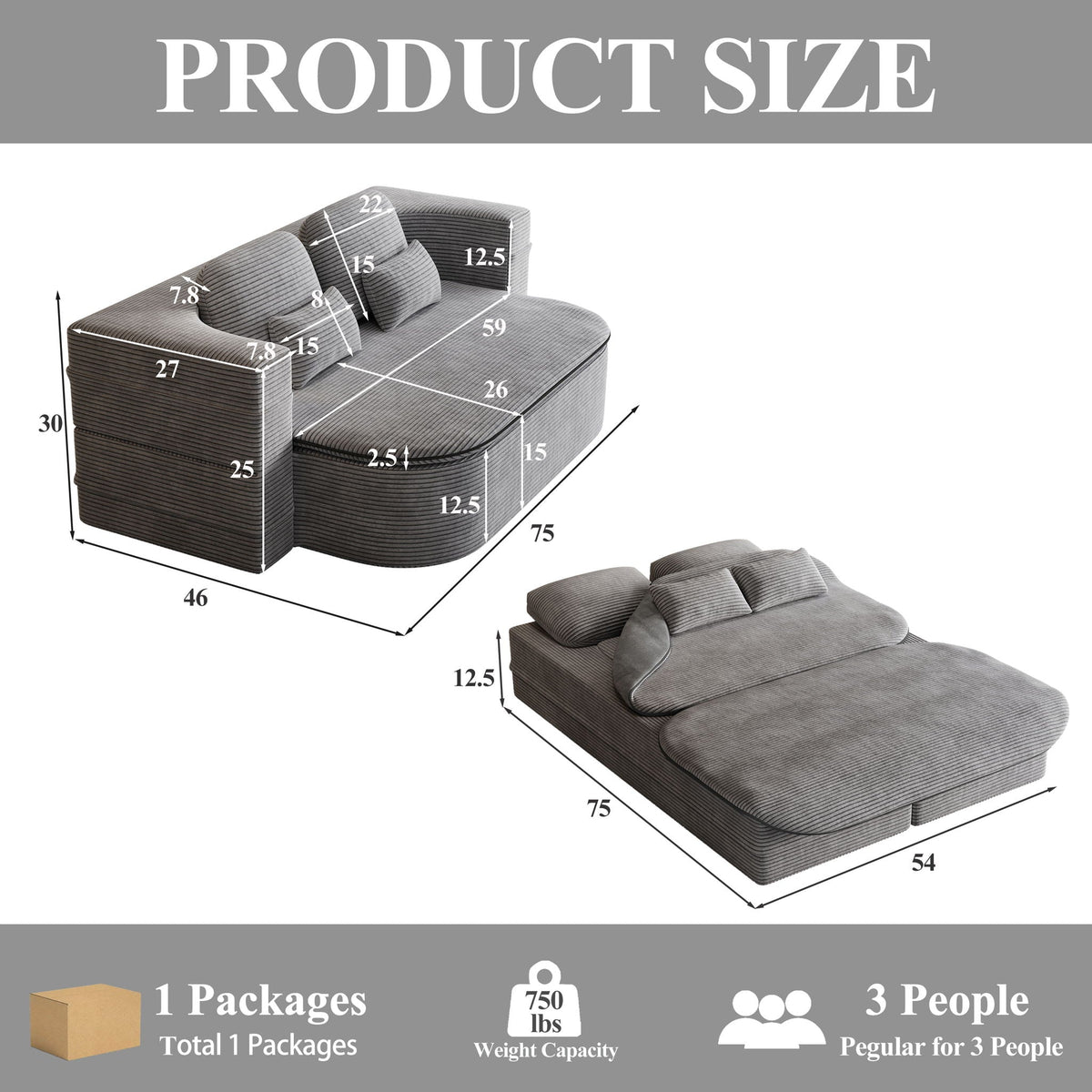 2 In 1 Foldable Sofa Bed With Multi Functional Blanket, photo 19 of 40