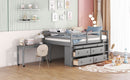 Loft Bed With Retractable Writing Desk And 4 Drawers, With Lateral Portable Desk And Shelves by HouseOfZazla