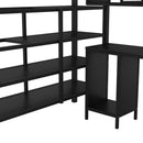 Full Size Loft Bed With Desk Set And Wardrobe - Black by HouseOfZazla