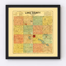 Vintage Map of Lake County, South Dakota 1899