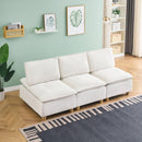 88-inch simple, modern and ultra-comfortable straight-row three-seater off-white flannel sofa is suitable for living rooms, bedrooms and balconies.