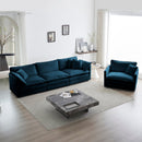 2-Piece Upholstered Sectional Sofa Set in Blue Chenille by HouseOfZazla