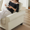 75.6" Pets friendly Leather Rolled Arm Upholstered Loveseat 2-seater Couch with Removable Back Cushion, Modern Couches for Small Spaces Living Room, Bedroom, Apartment, Beige White