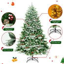 6.5 Feet Pre-lit Snow Flocked Hinged Artificial Christmas Tree by DirectDeals