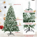 6 Feet Snow Flocked Artificial Christmas Tree Hinged with 928 Tips by LJGDeals