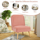 Velvet Accent Armless Side Chair with Rubber Wood Legs for Bedroom by LJGDeals