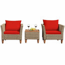3 Pieces Patio Rattan Furniture Set with Washable Cushion for Yard Porch by LJGDeals