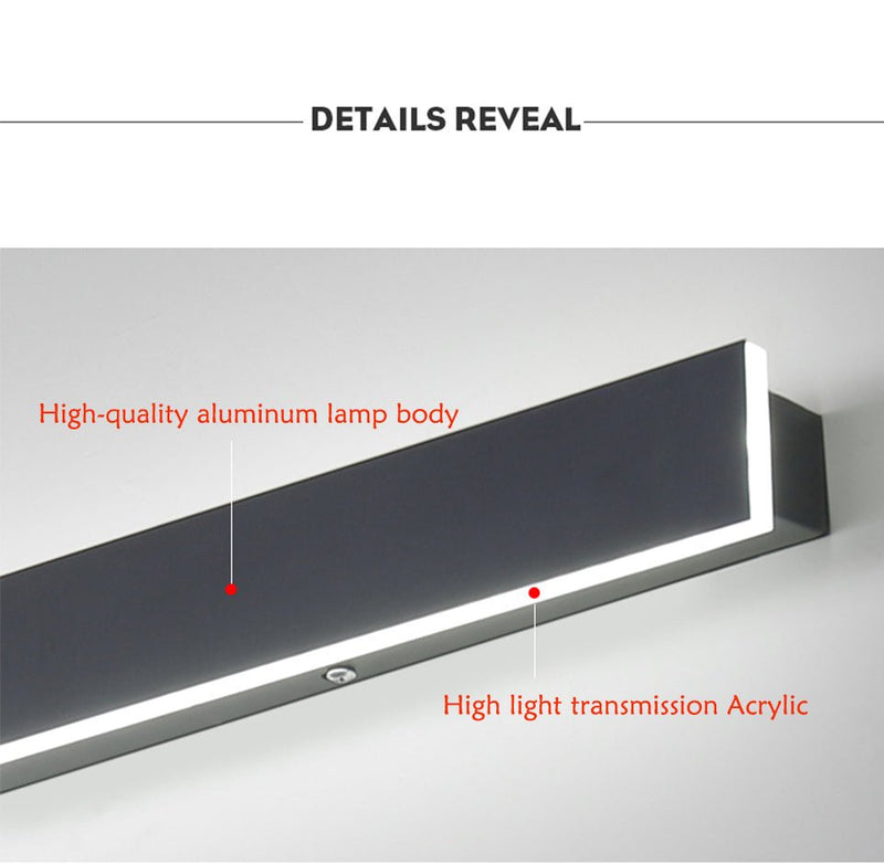 MIRODEMI® Black Outdoor Waterproof Antirust Aluminum Long LED Wall Lamp For Villa porch