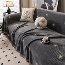 Chenille Camellia Floral Sofa Throw Cover Couch Blanket with Striped Jacquard by Slipcover KAS™