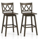 24/29 Inch Bar Stool Set of 2 Wooden Bar Chairs with Rubber Wood Frame-24 inches by DirectDeals