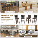 25/29 Inch Padded Bar Stools Set of 2 with Swivel Seat and Footrest