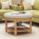 29 Inch Large Round Ottoman Coffee Table 2-Tier Upholstered Tufted Footrest Ottoman with Flip-up Top-Beige by LJGDeals