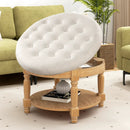 29 Inch Large Round Ottoman Coffee Table 2-Tier Upholstered Tufted Footrest Ottoman with Flip-up Top-Beige by LJGDeals