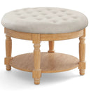 29 Inch Large Round Ottoman Coffee Table 2-Tier Upholstered Tufted Footrest Ottoman with Flip-up Top-Beige by LJGDeals