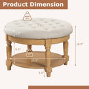 29 Inch Large Round Ottoman Coffee Table 2-Tier Upholstered Tufted Footrest Ottoman with Flip-up Top-Beige by LJGDeals