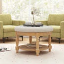 29 Inch Large Round Ottoman Coffee Table 2-Tier Upholstered Tufted Footrest Ottoman with Flip-up Top-Beige by DirectDeals