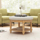 29 Inch Large Round Ottoman Coffee Table 2-Tier Upholstered Tufted Footrest Ottoman with Flip-up Top-Beige by LJGDeals