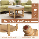 29 Inch Large Round Ottoman Coffee Table 2-Tier Upholstered Tufted Footrest Ottoman with Flip-up Top-Beige by DirectDeals