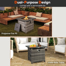 29 Inch Propane Rattan Firepit Table with Lava Rocks and Protective Cover-Gray by LJGDeals