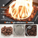 29 Inch Propane Rattan Firepit Table with Lava Rocks and Protective Cover-Gray by LJGDeals