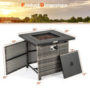 29 Inch Propane Rattan Firepit Table with Lava Rocks and Protective Cover-Gray by LJGDeals