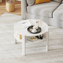 29.5 Inch Round Coffee Table with Storage Shelves for Small Space by LJGDeals