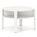 29.5 Inch Round Coffee Table with Storage Shelves for Small Space-White