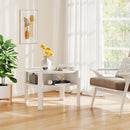 29.5 Inch Round Coffee Table with Storage Shelves for Small Space-White