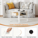 29.5 Inch Round Coffee Table with Storage Shelves for Small Space-White