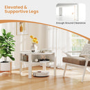 29.5 Inch Round Coffee Table with Storage Shelves for Small Space-White