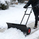 29 Inch Snow Pusher Heavy Duty Metal Shovel with Wheels and Adjustable Handle-Black by LJGDeals