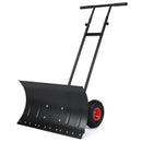 29 Inch Snow Pusher Heavy Duty Metal Shovel with Wheels and Adjustable Handle-Black by LJGDeals