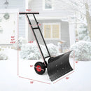 29 Inch Snow Pusher Heavy Duty Metal Shovel with Wheels and Adjustable Handle-Black by LJGDeals
