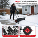 29 Inch Snow Pusher Heavy Duty Metal Shovel with Wheels and Adjustable Handle-Black by LJGDeals