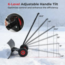 29 Inch Snow Pusher Heavy Duty Metal Shovel with Wheels and Adjustable Handle-Black by LJGDeals