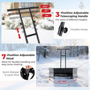 29 Inch Snow Pusher Heavy Duty Metal Shovel with Wheels and Adjustable Handle-Black by LJGDeals
