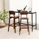 29 Inch Upholstered PU Bar Stools with Rubber Wood Legs-Set of 2 by LJGDeals