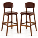 29 Inch Upholstered PU Bar Stools with Rubber Wood Legs-Set of 2 by LJGDeals