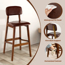 29 Inch Upholstered PU Bar Stools with Rubber Wood Legs-Set of 2
