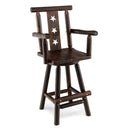 29 Inch Wooden Swivel Bar Stool with Footrest Backrest Armrest-Brown by LJGDeals