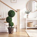 29 Inches Artificial Boxwood Topiary Tree Triple Ball Shrubs by LJGDeals