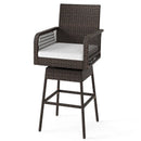 29 Inches Patio 360¬∞ Swivel Bar Stool with Cross-Woven Armrests and Seat Cushion-White by LJGDeals