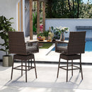29 Inches Patio 360¬∞ Swivel Bar Stool with Cross-Woven Armrests and Seat Cushion-White by LJGDeals