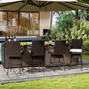 29 Inches Patio 360¬∞ Swivel Bar Stool with Cross-Woven Armrests and Seat Cushion-White by LJGDeals