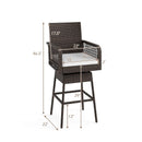 29 Inches Patio 360¬∞ Swivel Bar Stool with Cross-Woven Armrests and Seat Cushion-White by LJGDeals