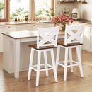 29" Rubberwood Swivel Barstools Set of 2 with Backrest and Large Seat by LJGDeals