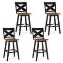 29" Rubberwood Swivel Barstools Set of 4 with Backrest and Large Seat by LJGDeals
