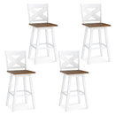 29" Rubberwood Swivel Barstools Set of 4 with Backrest and Large Seat