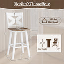 29" Rubberwood Swivel Barstools Set of 4 with Backrest and Large Seat
