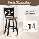 29" Rubberwood Swivel Barstools Set of 4 with Backrest and Large Seat by LJGDeals